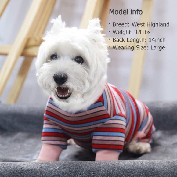 KYEESE Dogs Pajamas Stripe Stretchy Soft Dog Pjs for Chihuahua XS - Picture 8 of 9